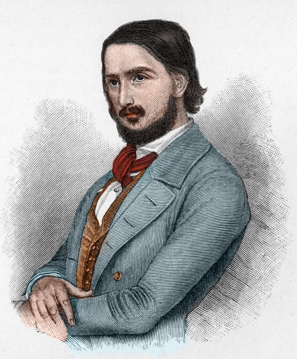 Georg Friedrich Rudolph Theodor Herwegh (1817-1875) Duitse dichter, revolutionair en vertaler. door Unknown artist
