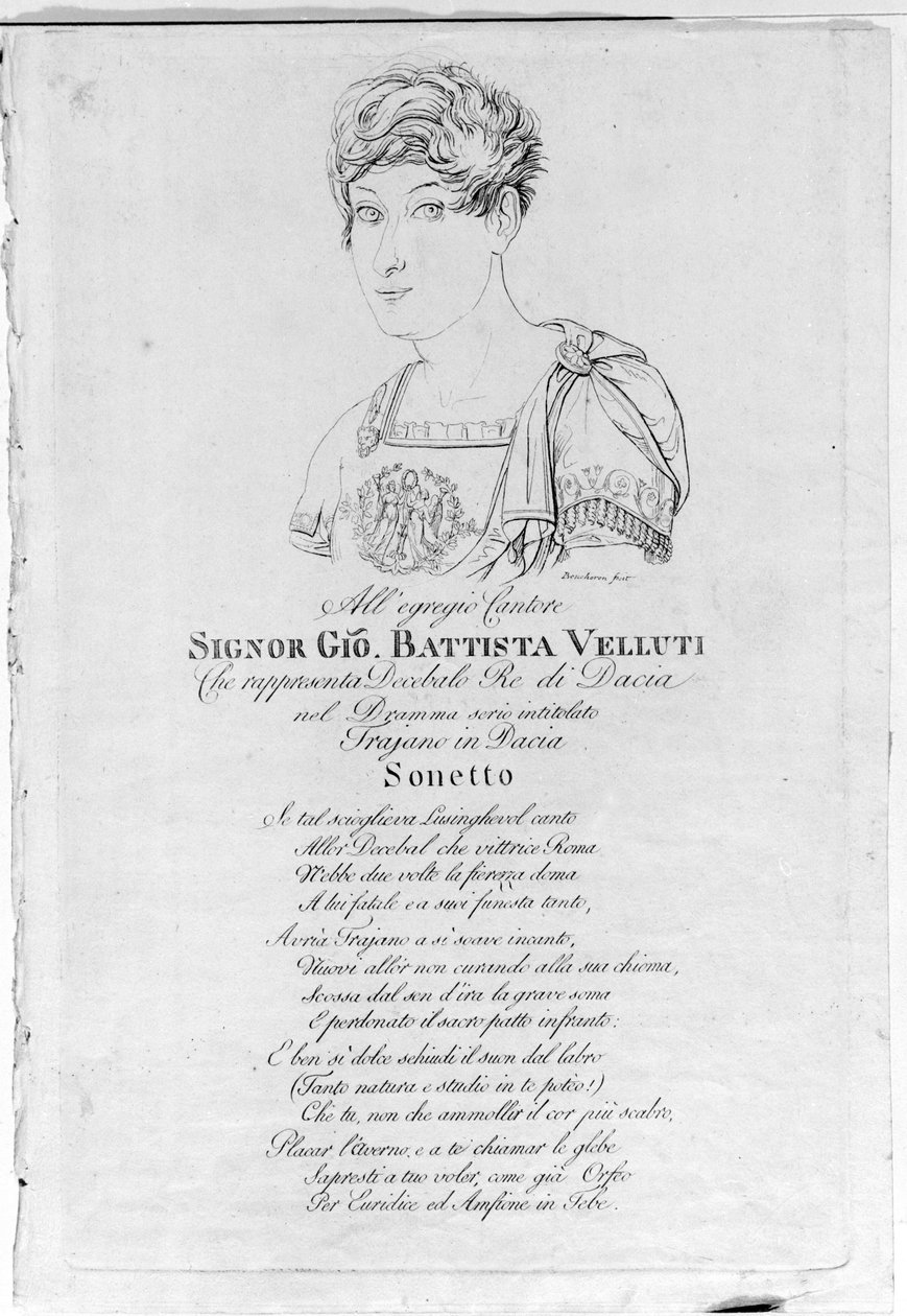 Giovanni Battista Velluti (1781-1861), laatste operacastraat. door Unknown artist