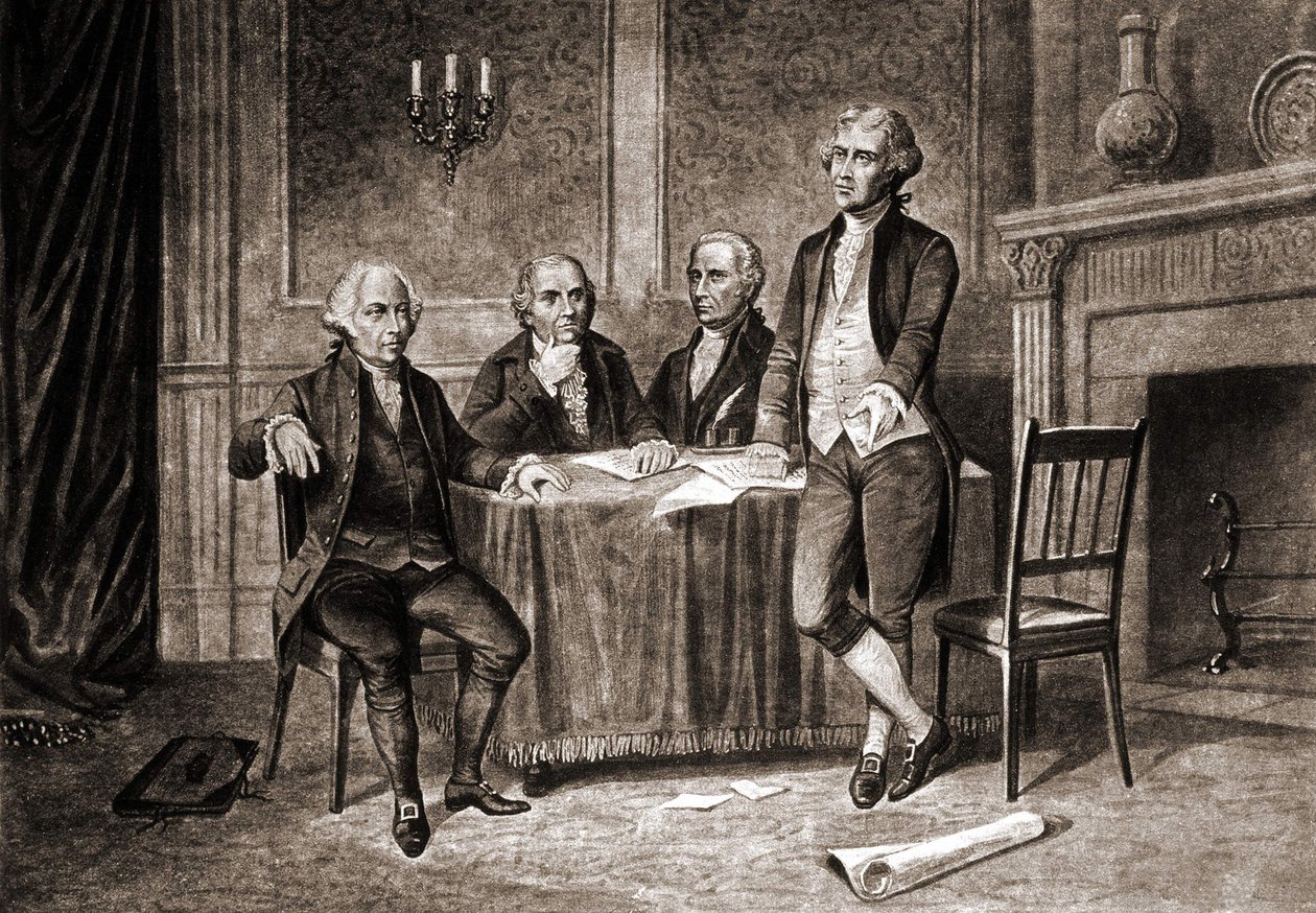 Gouverneur Morris (1752-1816), met Adams, Hamilton en Jefferson door Unknown artist
