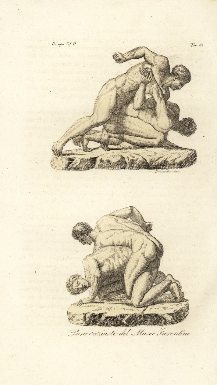 Griekse atleten die strijden in de vechtsport Pankration door Unknown artist