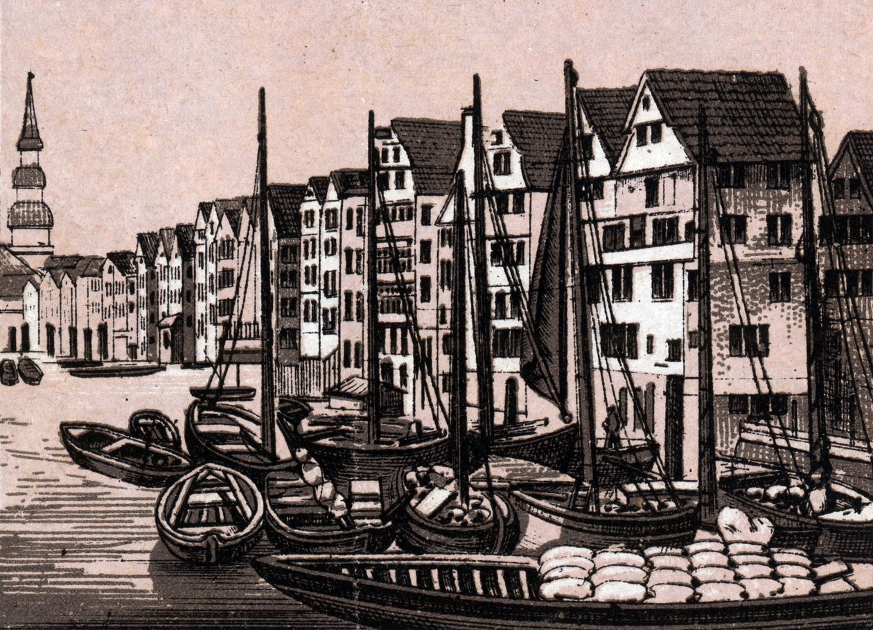 Hamburg, Duitsland: uitzicht op Wandrahmfleeth. Uit 