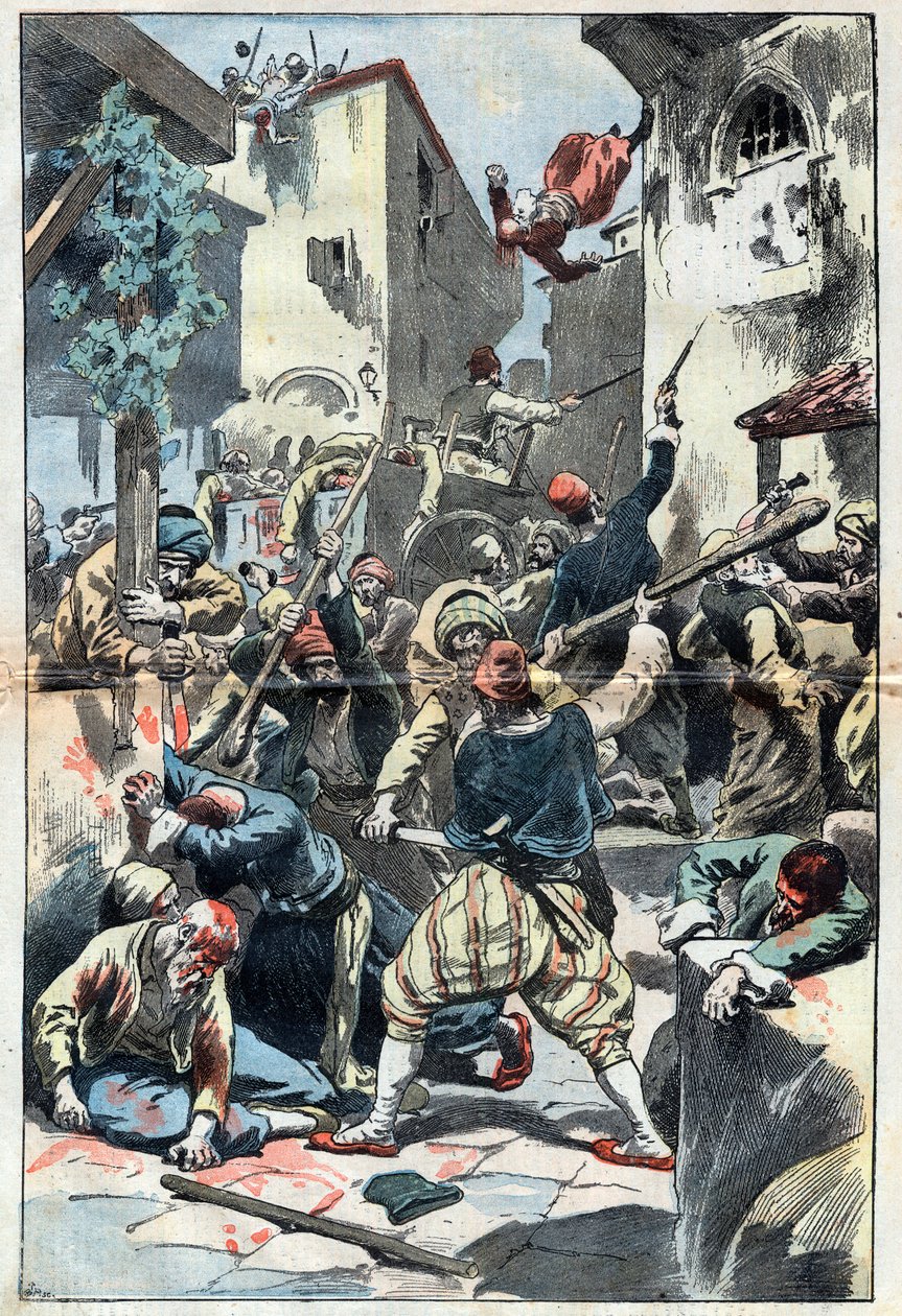 Hamidische slachtingen: de slachting van Armeniërs in Constantinopel door Unknown artist