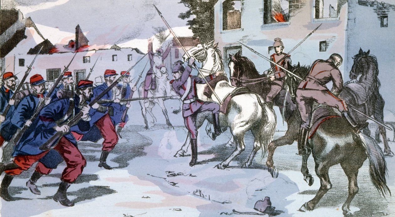 Gevechten van man tot man bij Epernay, Frankrijk tussen Duitse en Franse troepen door Unknown Artist
