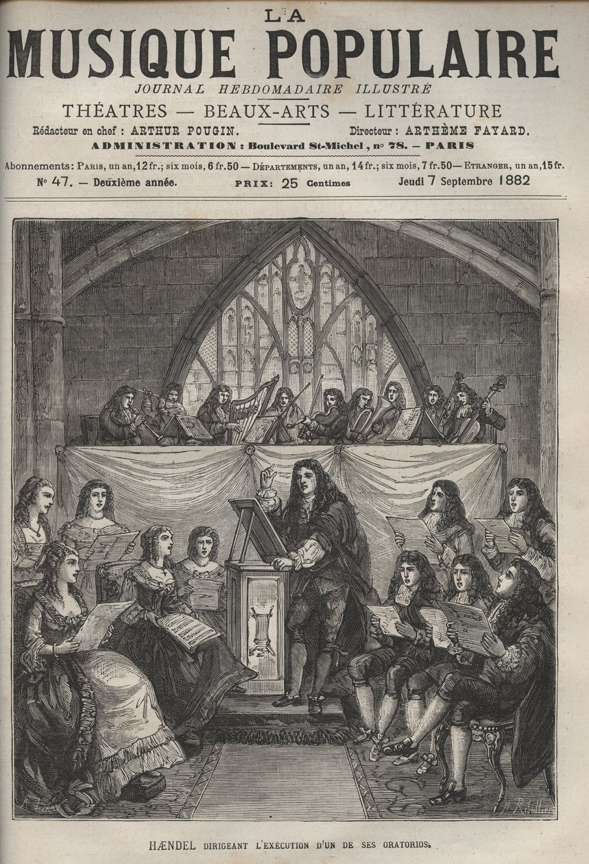 Handel dirigeert een van zijn oratoria - George Frederick Handel. door Unknown artist