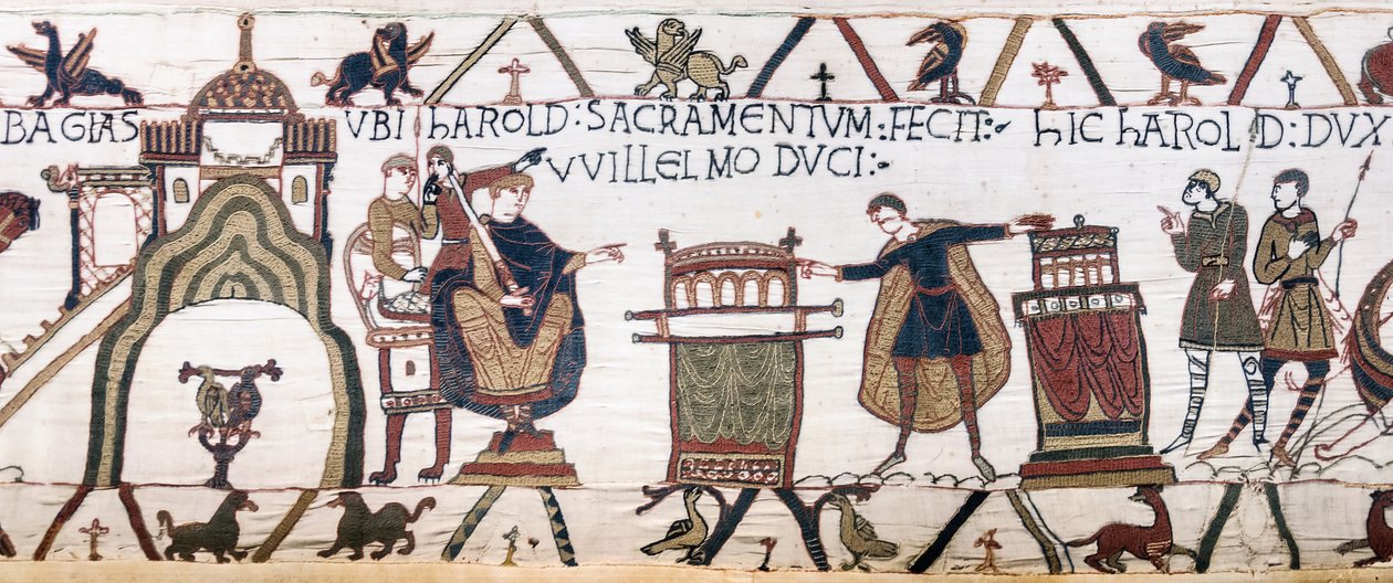 Harold zweert een heilige eed aan Willem in Bayeux, Tapijt van Bayeux door Unknown artist