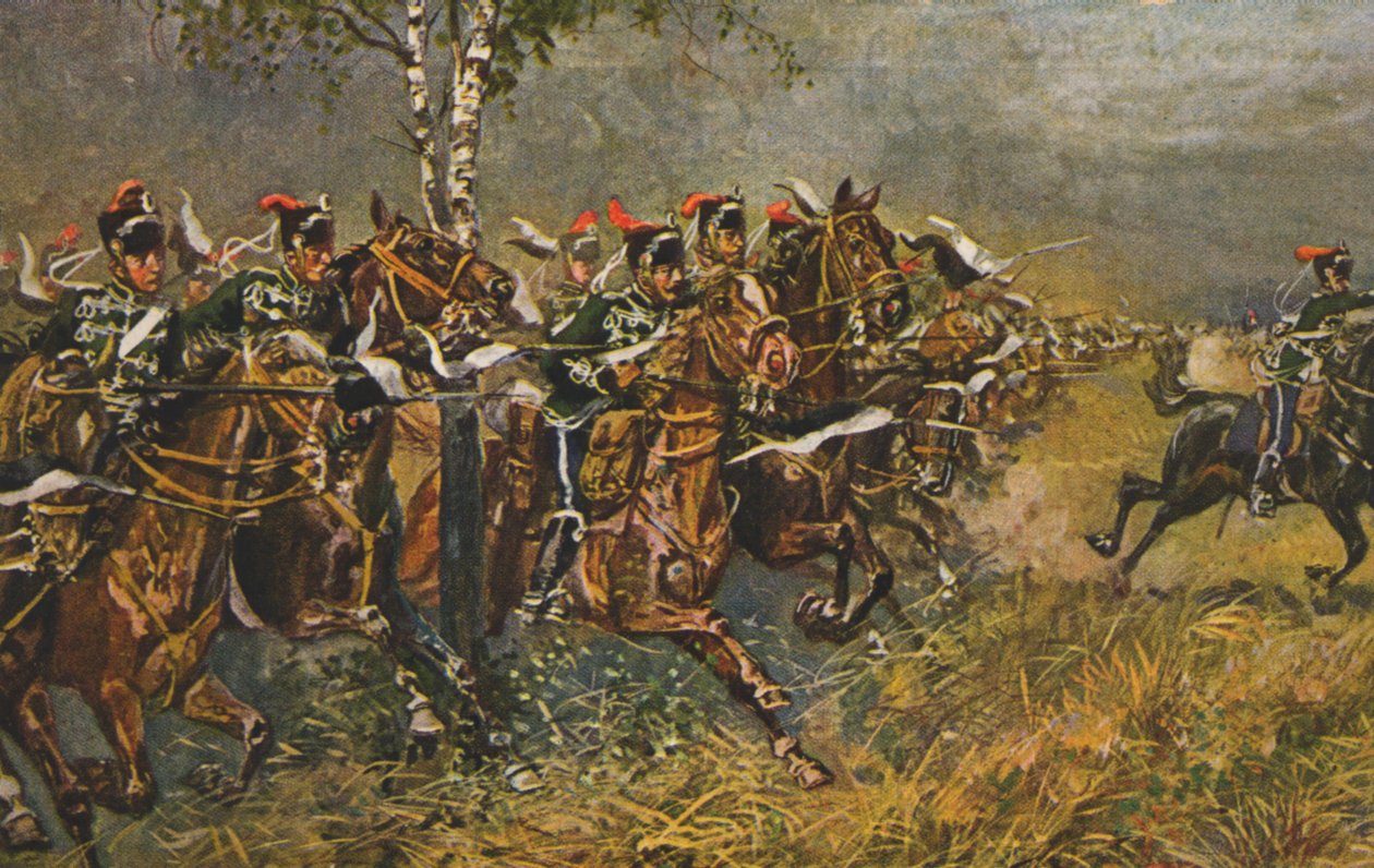 Historische ansichtkaart met oorlogsmotief, aanval op Pruisische troepen, Duitsland door Unknown artist
