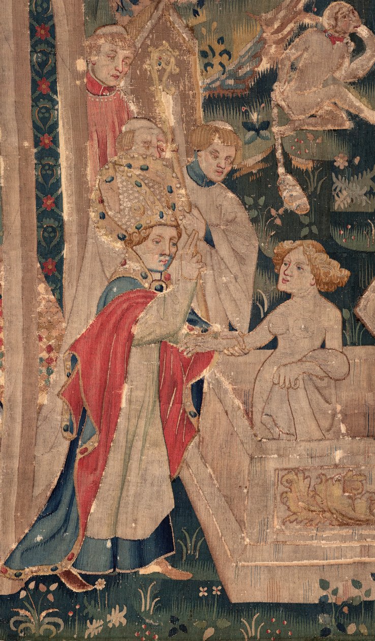 Geschiedenis van Sint Piat en Sint Eleuthère, Scene 12: De opstanding van de dochter van de tribuun. Detail door Unknown artist