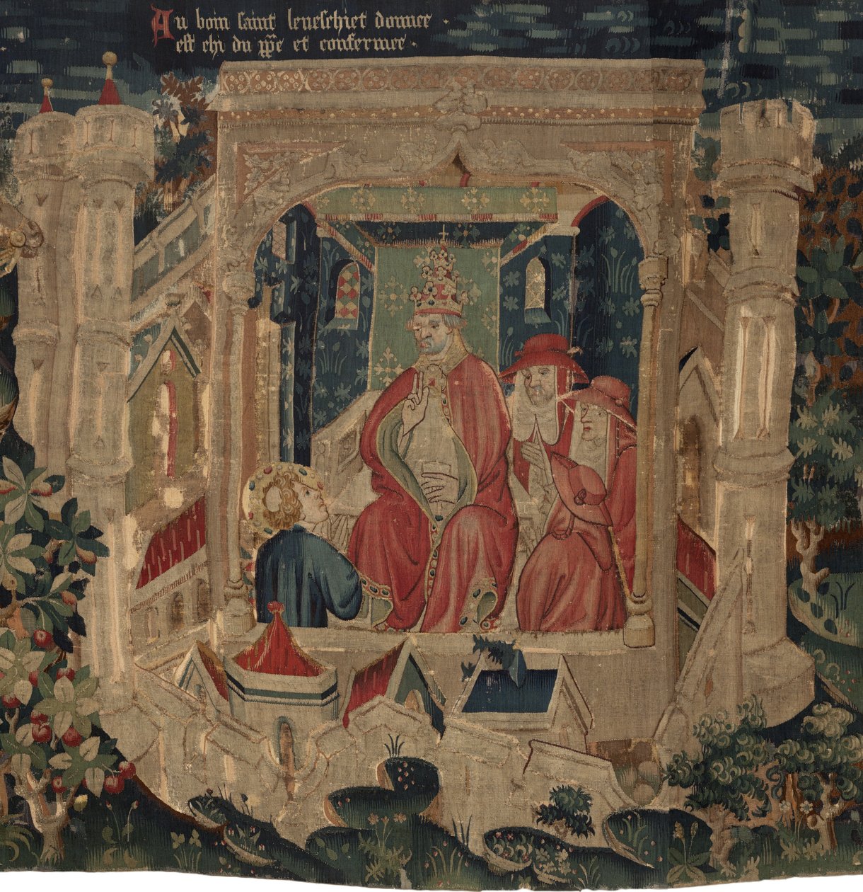 Geschiedenis van Sint Piat en Sint Eleuthère, Scène 9: De Heilige Éleuthère wordt bevestigd door de paus als de bisschop van Doornik door Unknown artist