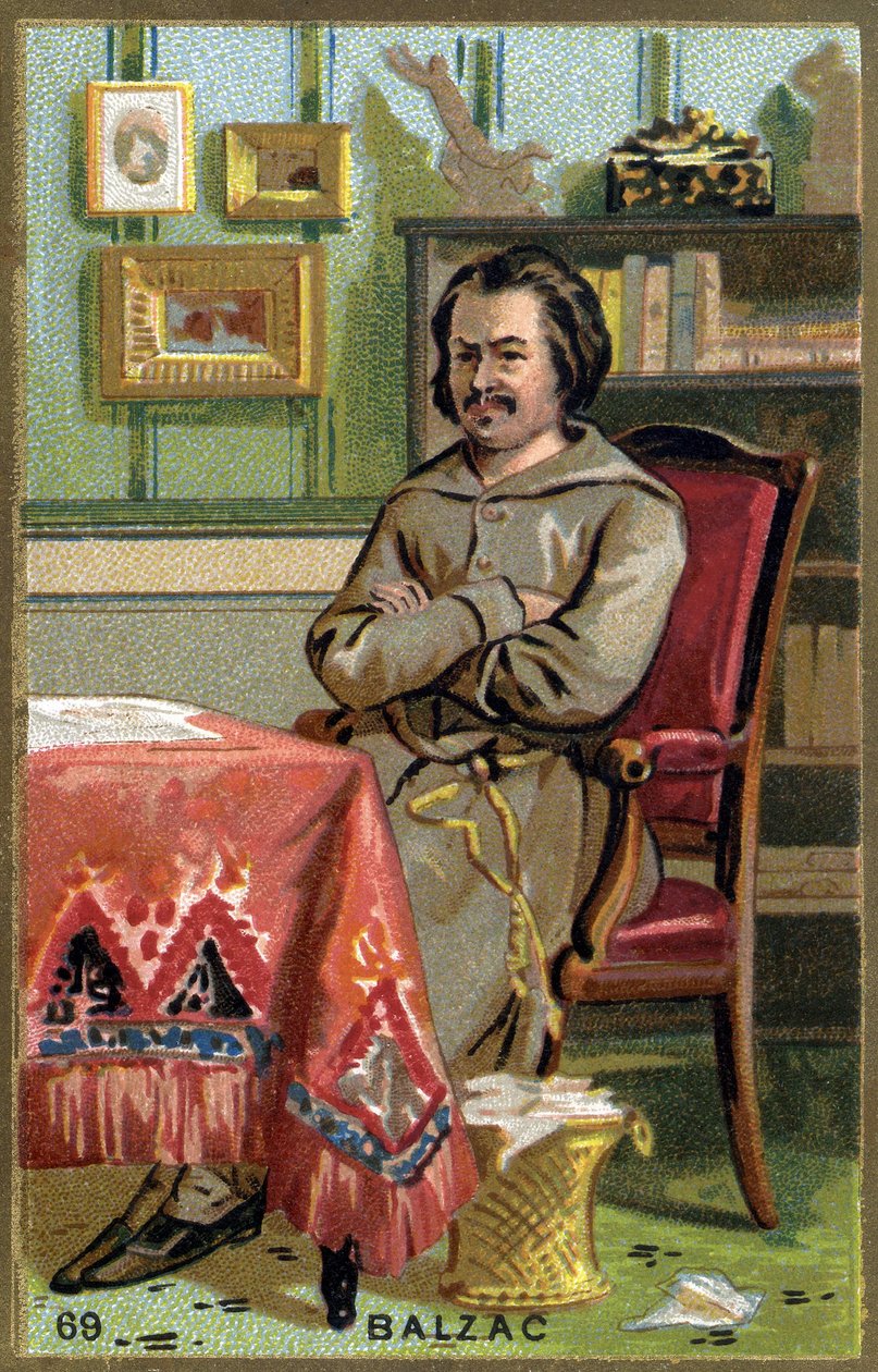 Honoré de Balzac (1799 - 1850) in zijn kantoor door Unknown artist