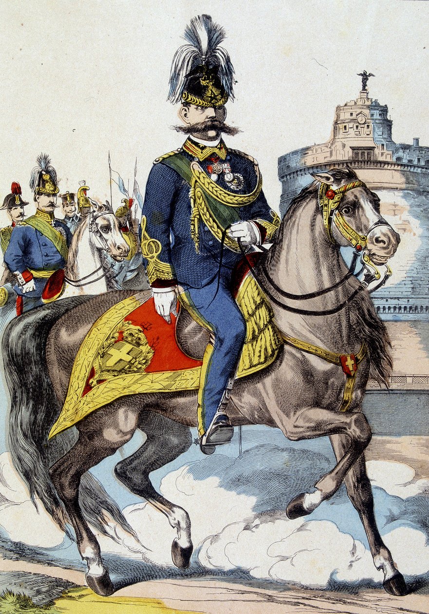 Humbert I te paard, Koning van Italië door Unknown artist