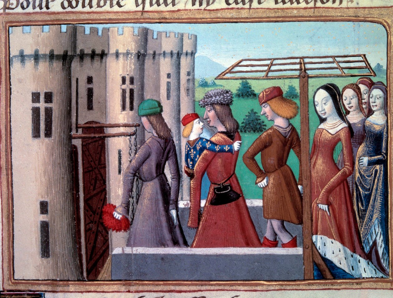 Honderdjarige Oorlog: de dauphin en toekomstige koning Karel VII keert terug naar Parijs na te zijn gevlucht naar Bourges tijdens de burgeroorlog tussen Armagnacs en Bourgondiërs in juni 1418 door Unknown artist