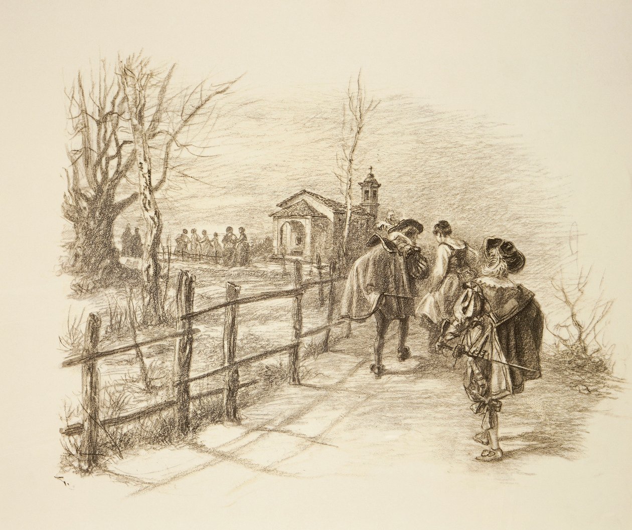 Illustratie voor de roman I Promessi Sposi van Alessandro Manzoni door Unknown artist