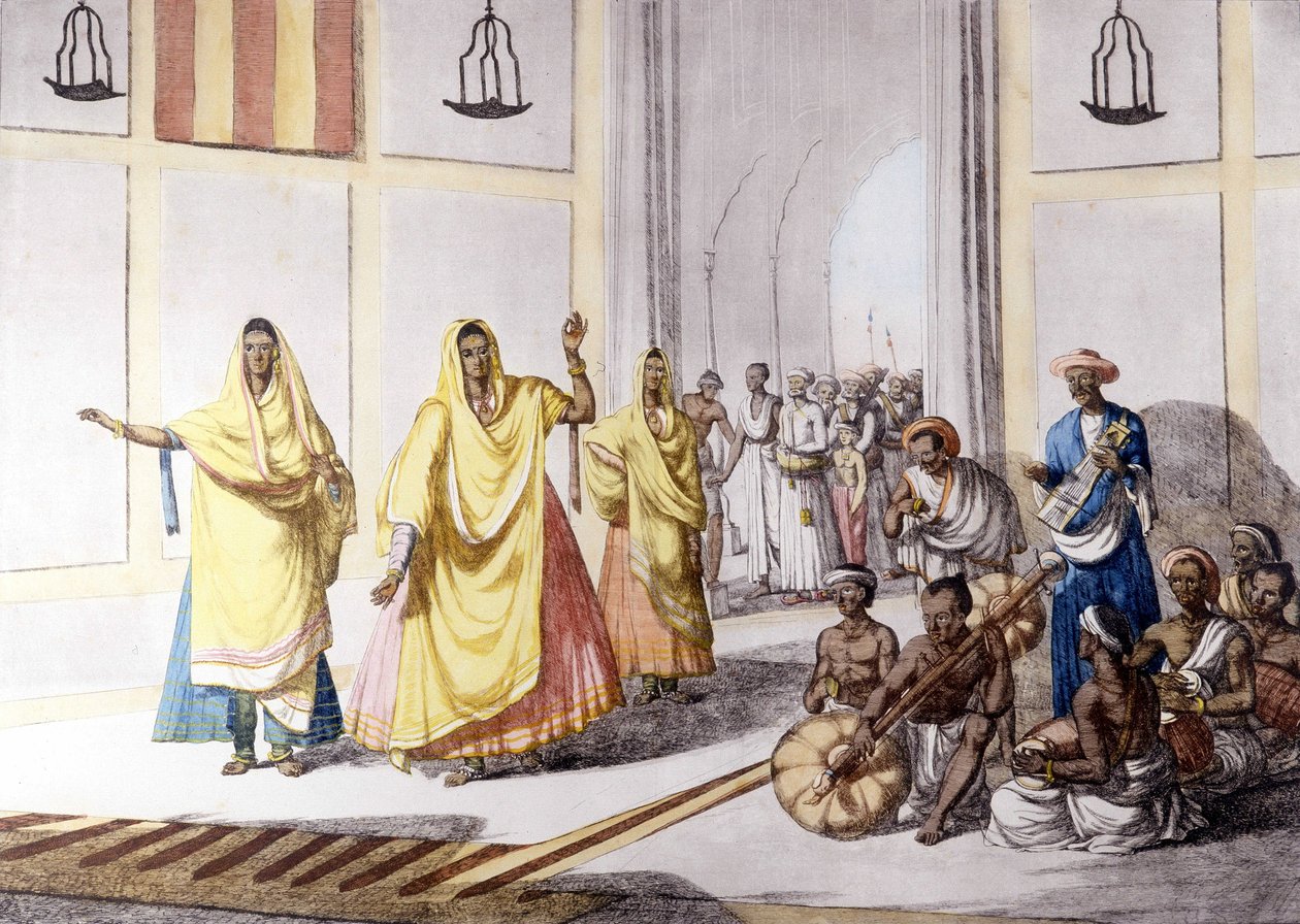 Indiase cultuur en beschaving: danser en traditionele muziek, India door Unknown artist