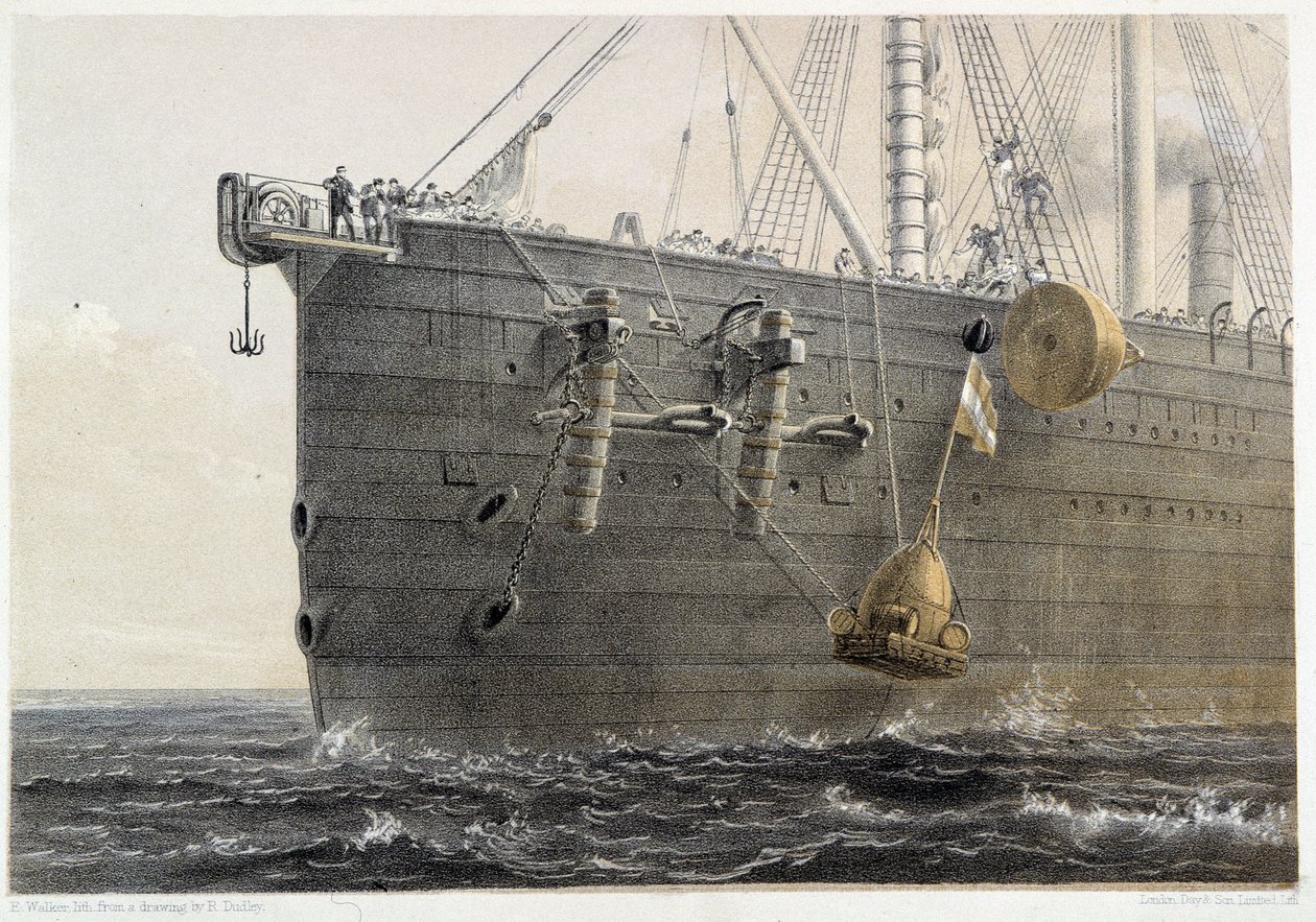 Installatie van onderzeese kabel in 1858 (landmark boei) - in W. H. Russel