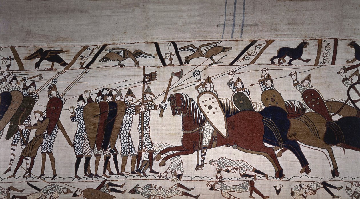 Intendant Wadard (te paard) en de mannen van Guillaume