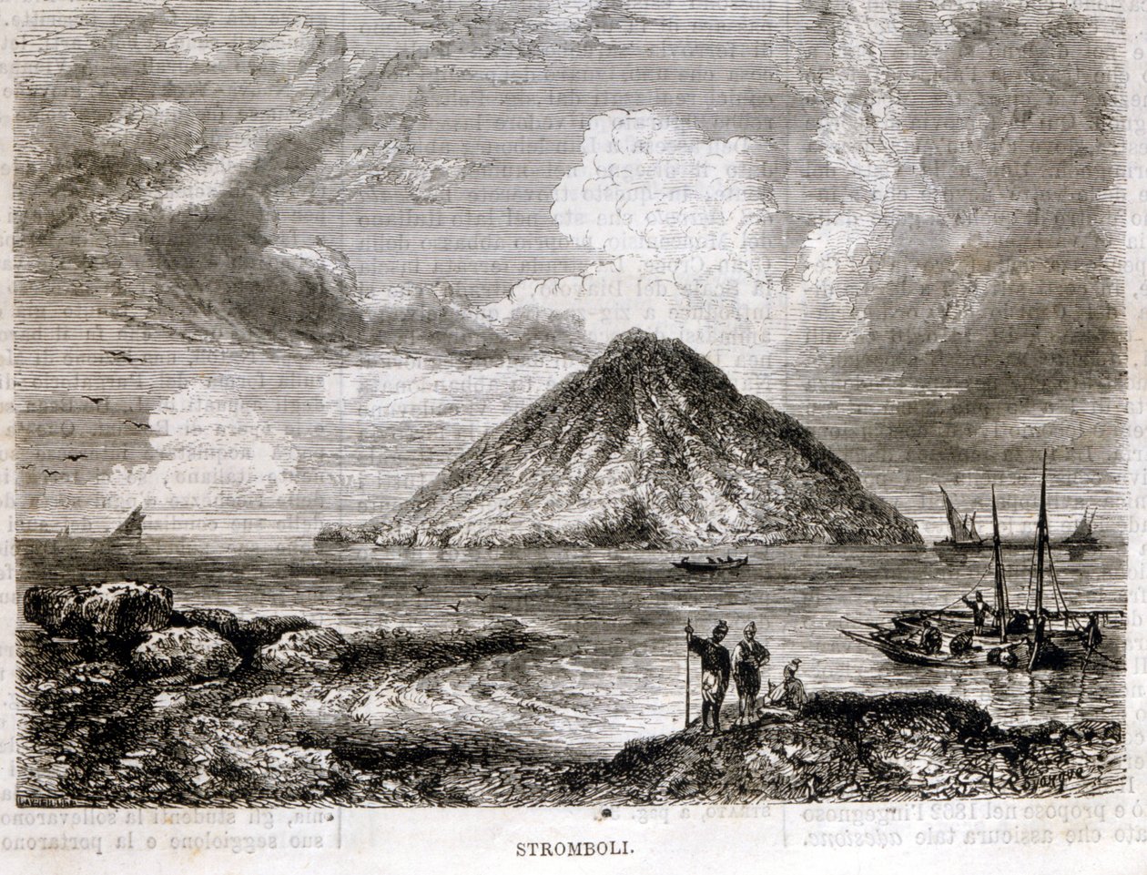 Eiland Stromboli in de 19e eeuw door Unknown artist