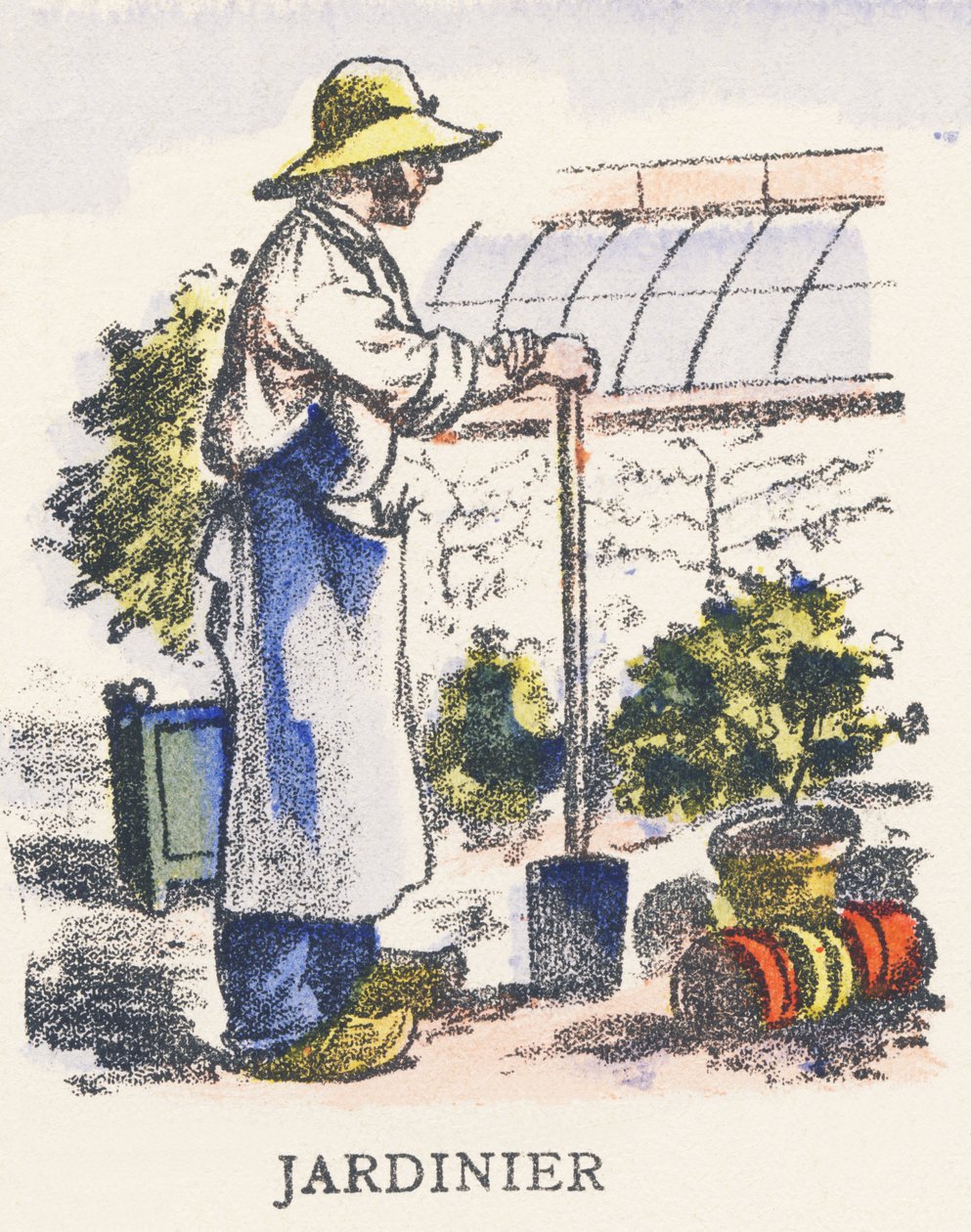 J: tuinman door Unknown artist