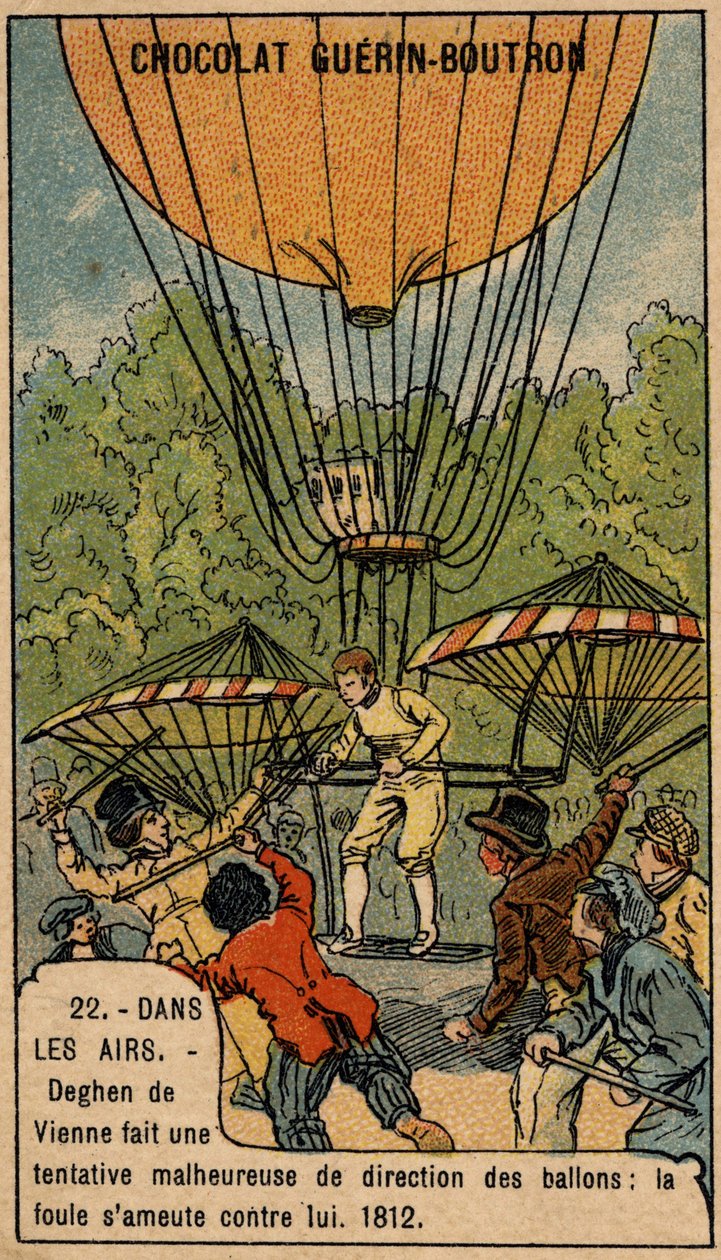 Jacob Deghen (Degen) probeerde aerostaten te besturen in 1812 in Wenen door Unknown artist