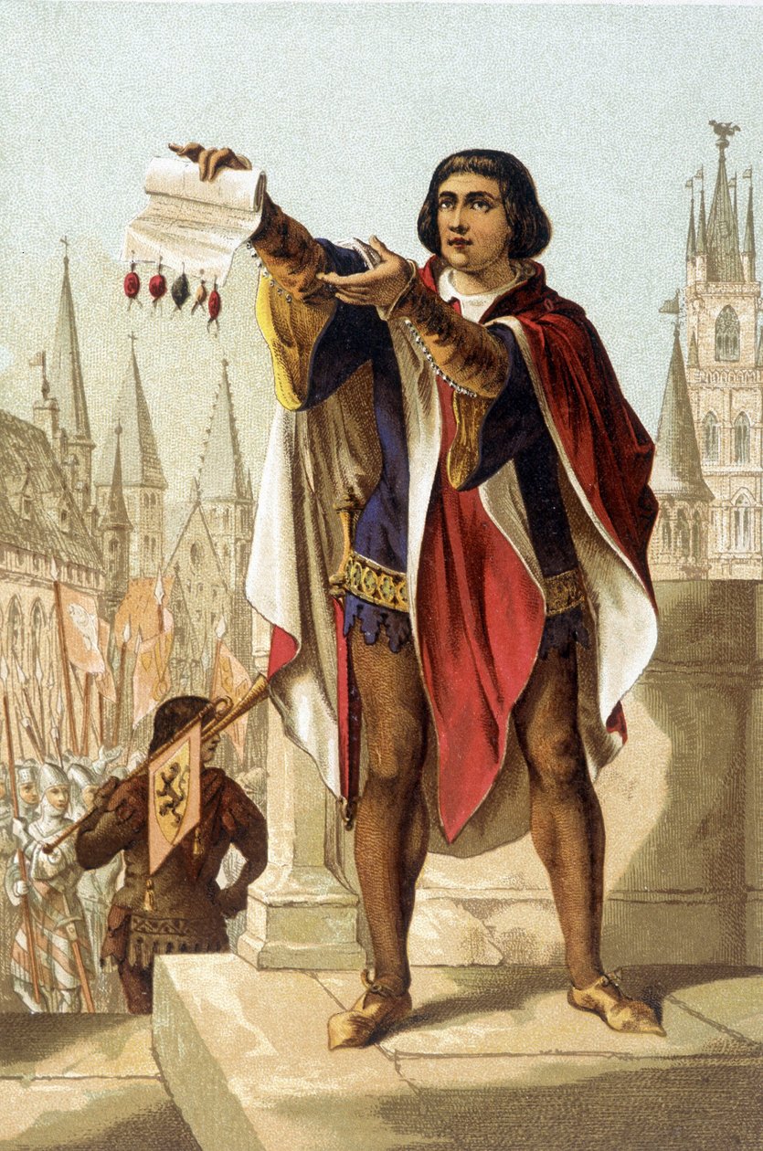 Jacob Van Artevelde. Burger van Gent (1290 tot 1345). Chromolithografie van 1880. door Unknown artist