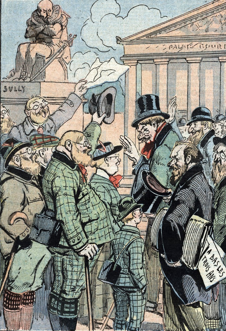 Jean Jaures verenigde socialisten verzet zich tegen de wet van drie jaar (militaire dienst) vertegenwoordigd door Duitsers, juni 1914 (Duitse steun voor verenigde socialisten onder leiding van Jean Jaures verzet zich tegen de wet van drie jaar, juni 1914)  door Unknown Artist