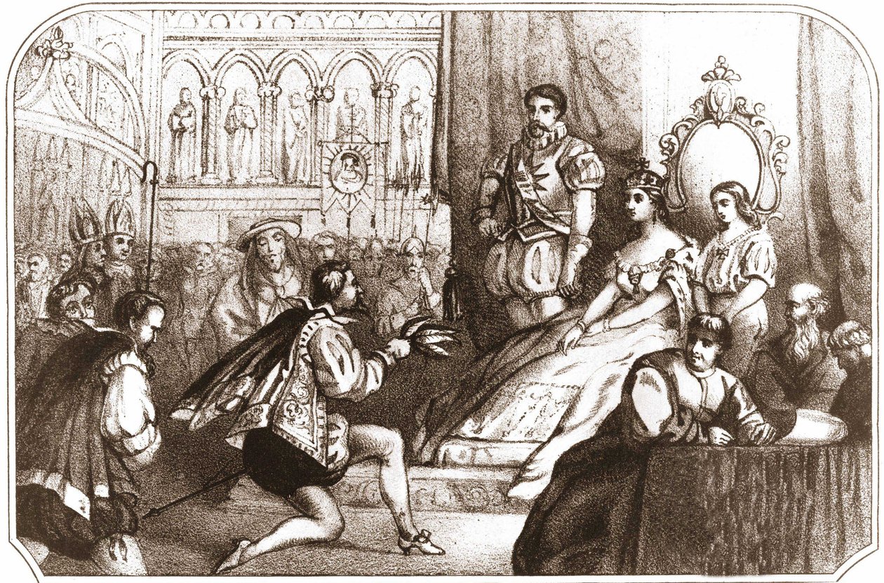 Jean Nicot presenteert de tabaksplant aan Catherine de