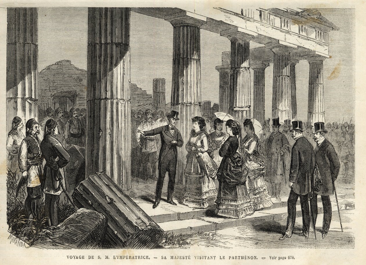 Reis van keizerin Eugenie in Griekenland - Bezoek aan het Parthenon in Athene - in 1869 door Unknown artist