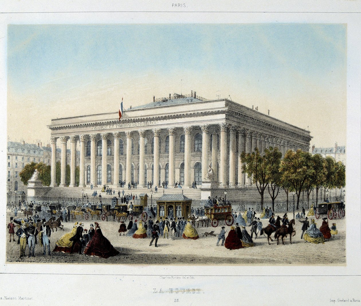 La Bourse de Paris - Lithografie door Unknown artist