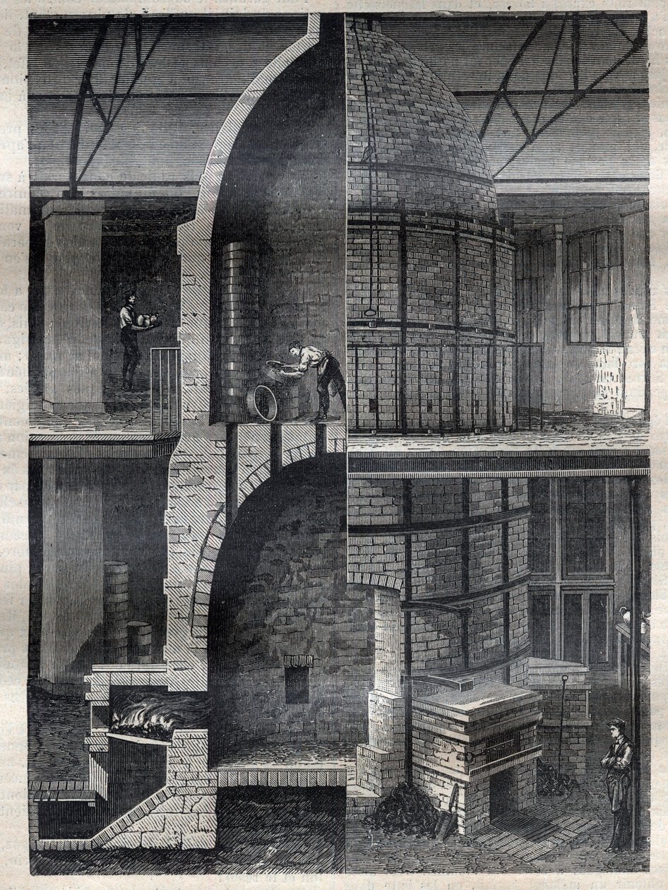 De vervaardiging van vazen in de fabriek van Sevres - Gravure in 