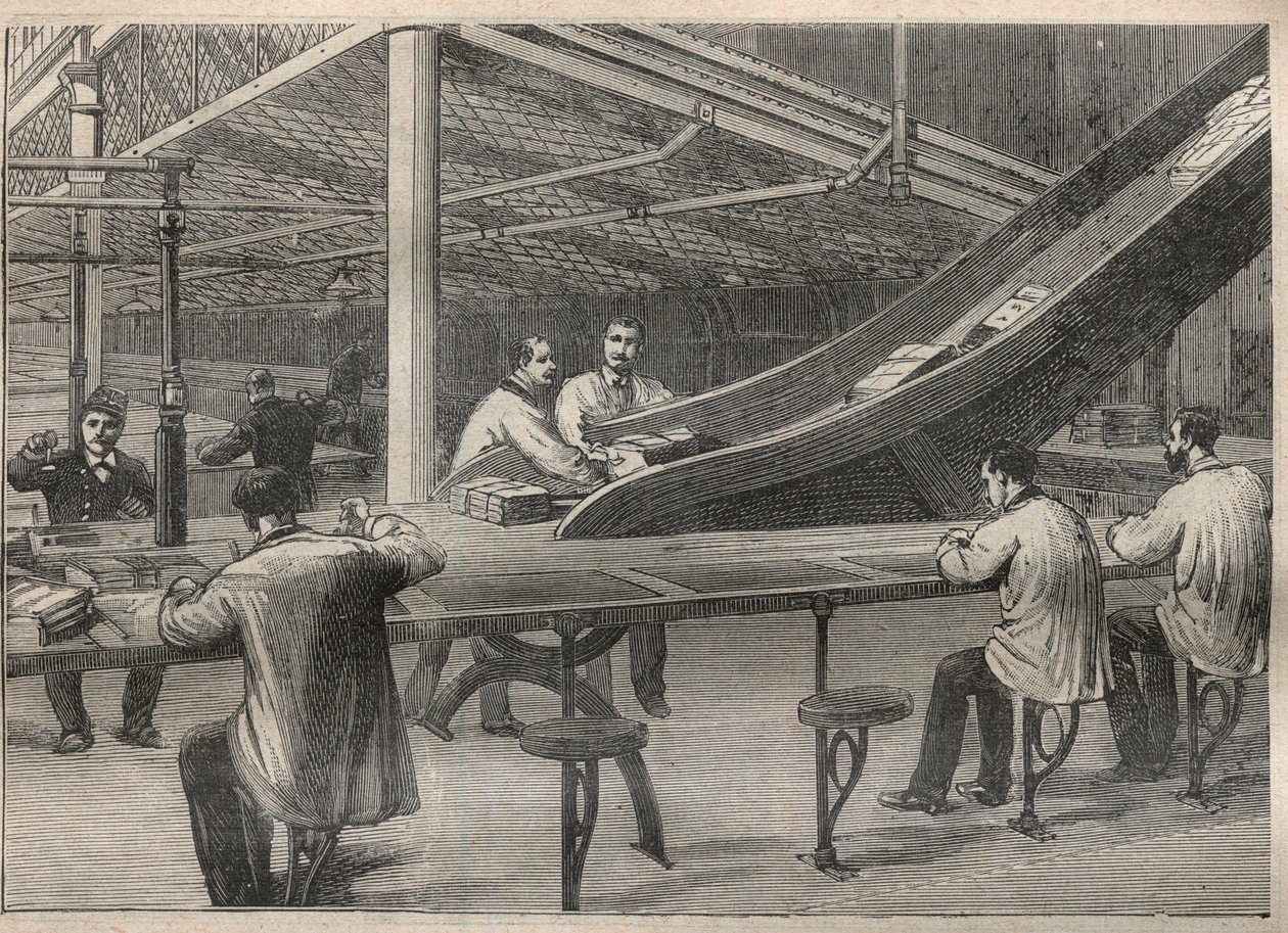 De post: het stempelen van brieven in het Hotel des Posts de Paris door Unknown artist