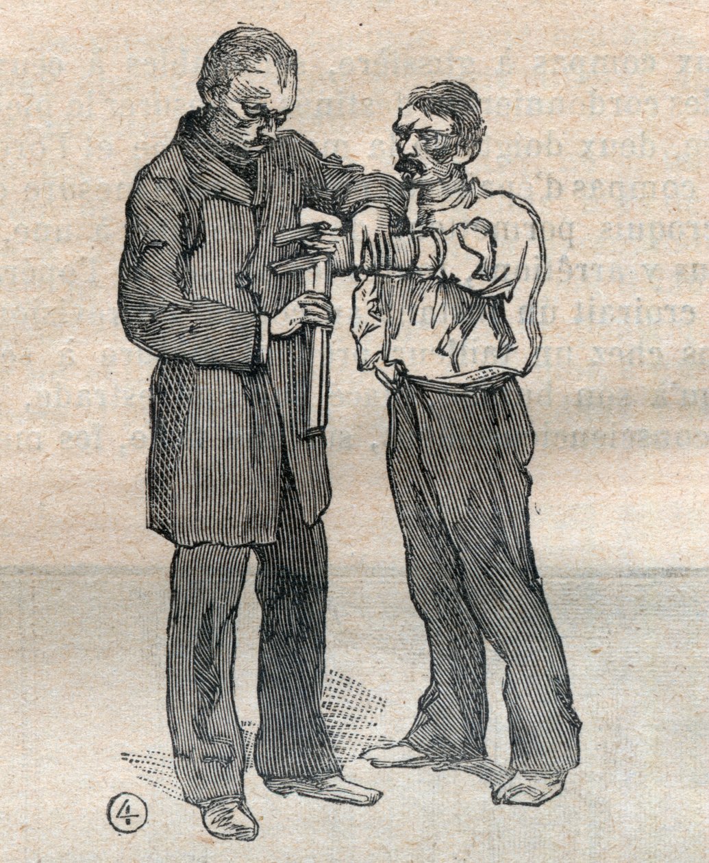 De gerechtelijke antropometrie of bertillonnage, methode van Alphonse Bertillon (1853-1914): meting van de middelvinger en de ringvinger van de linkerhand - Gravure in 