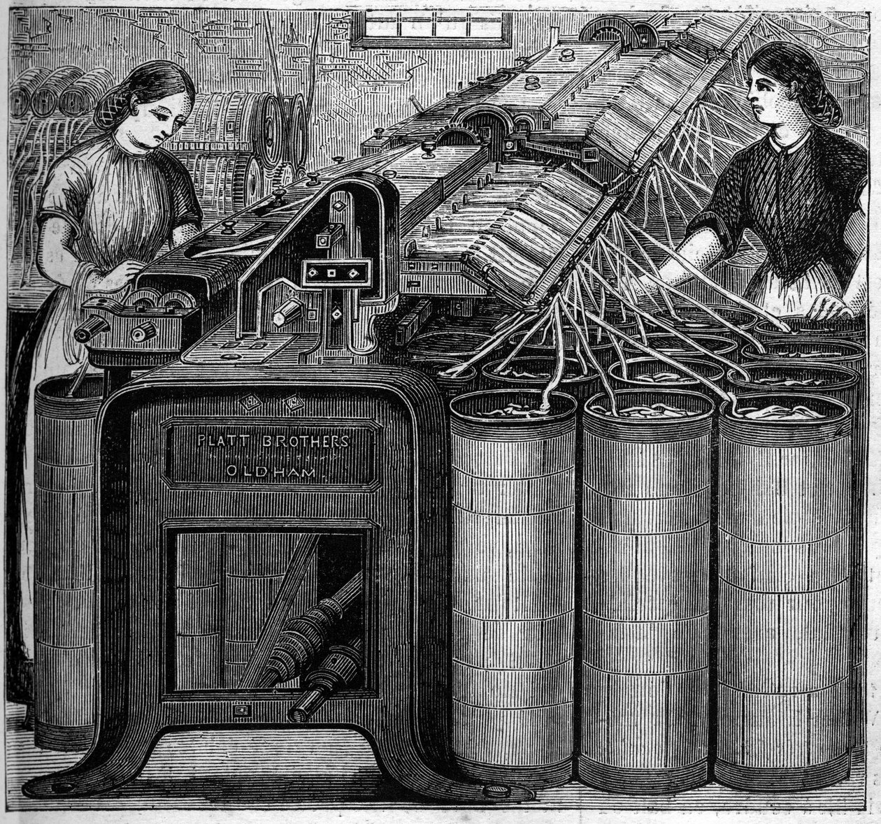 Grote Engelse industrieën: Walter Evans katoen spinnen in Engeland in 1863. Katoen flotatie door Unknown artist