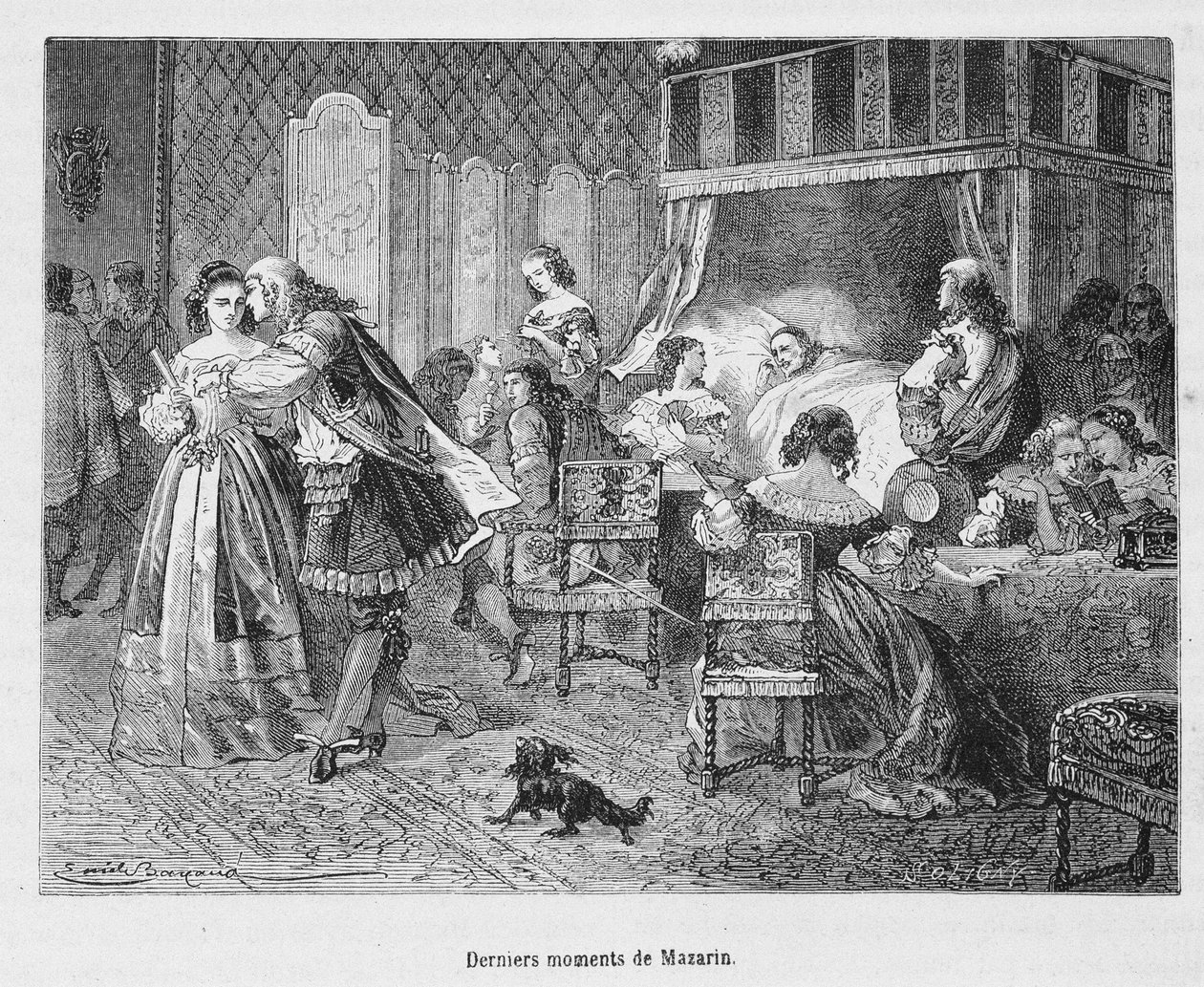 Laatste momenten van Mazarin (1602 - 1661). Illustratie in "Histoire de France populaire" door Henri Martin door Unknown artist