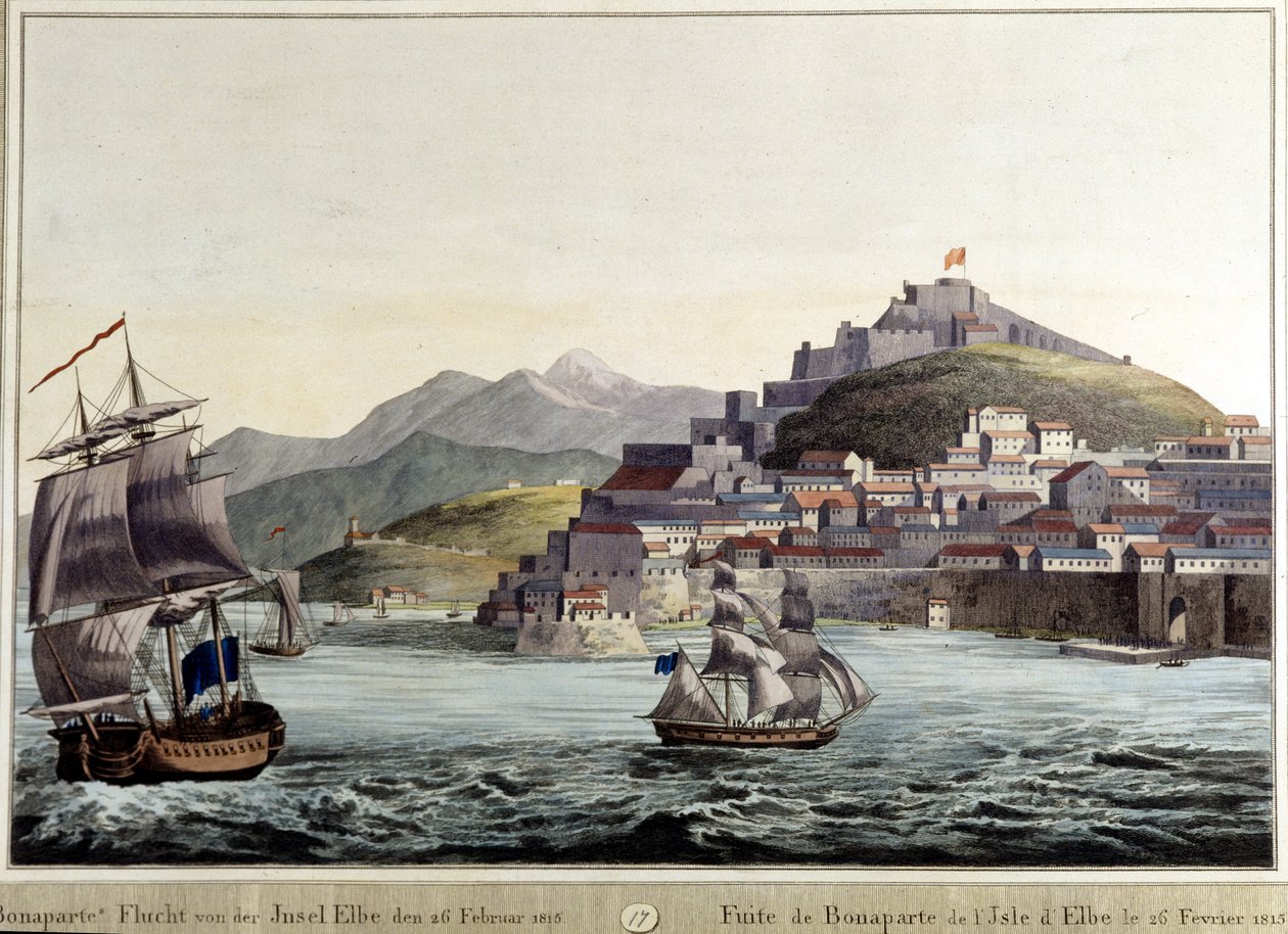Ontsnapping van Napoleon Bonaparte van het eiland Elba 26/02/1815 door Unknown artist