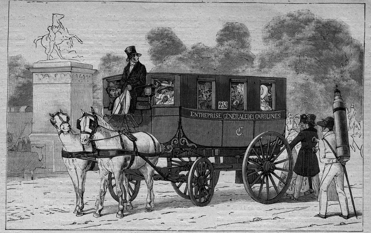 Les Omnibus de Paris in de 19e eeuw: Caroline - gravure uit 1892 door Unknown artist