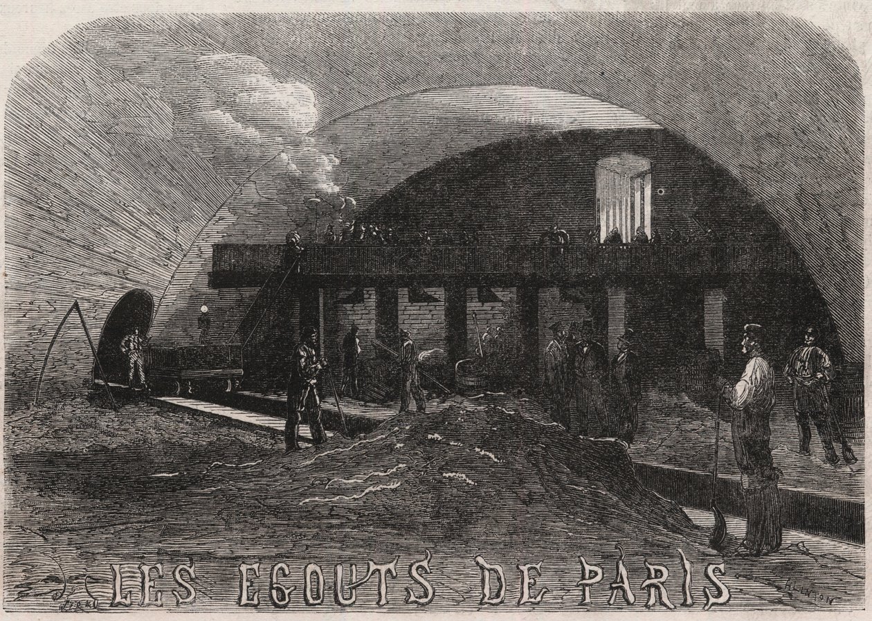 Les egouts de Paris: la grande chambre et les ateliers de forge pont Notre Dame - Gravure in 