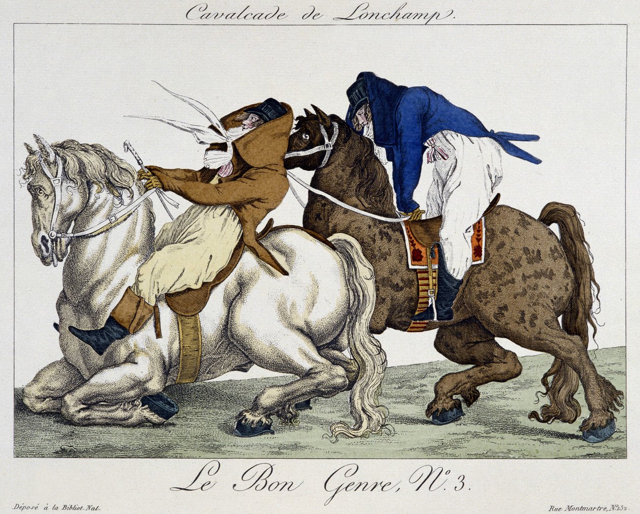 Longchamps Cavalcade - karikatuur, begin 19e eeuw door Unknown artist