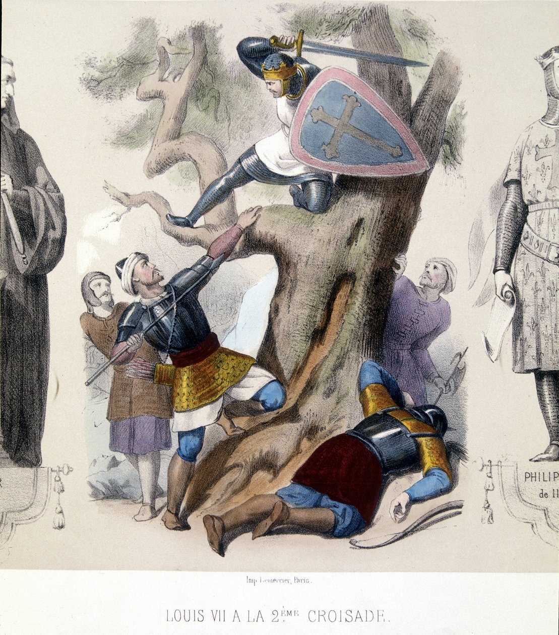Lodewijk VII de jonge (1120/1180), Capetingen direct tijdens de 2e kruistocht (1147/1149). door Unknown artist