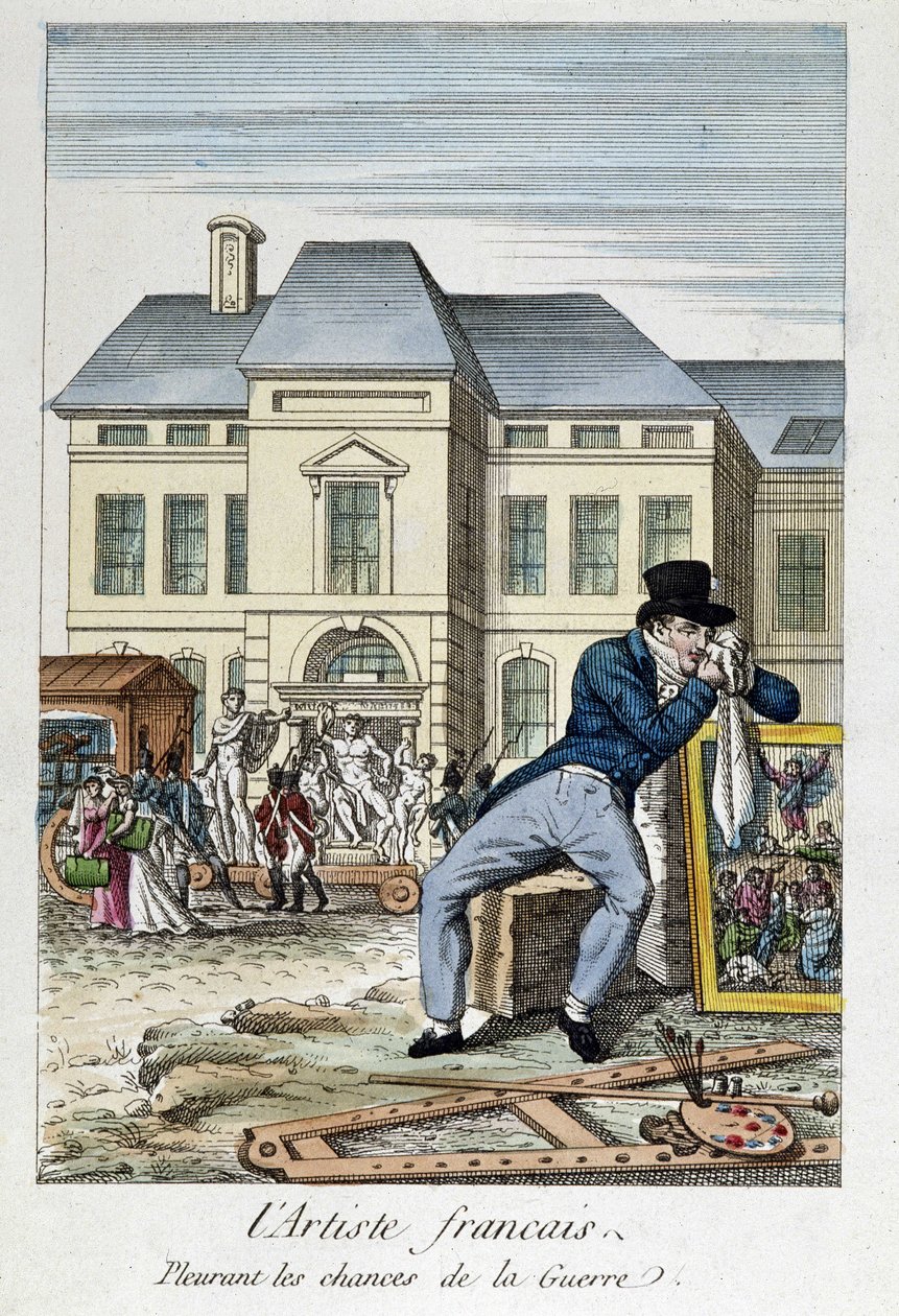 Louvre: De Franse kunstenaar treurt om de kansen van oorlog, gravure uit de 19e eeuw door Unknown artist