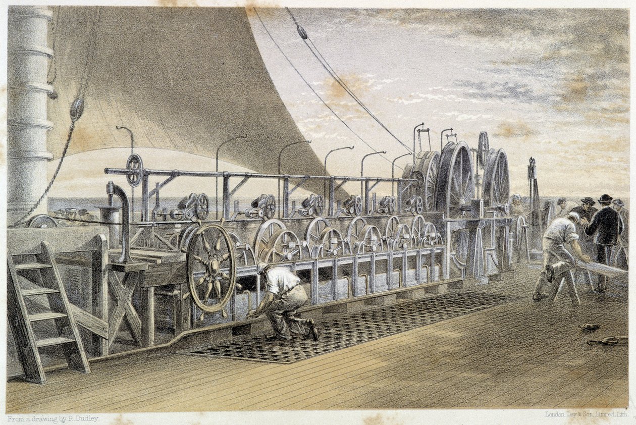 Machines voor het afwikkelen van kabels door Unknown artist