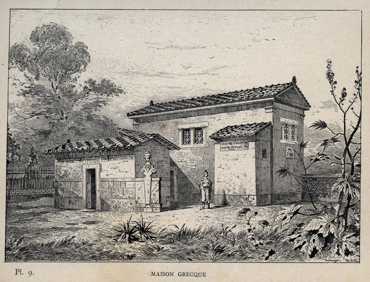 Maison Grecque (Grieks huis) - gravure van 1889 in 