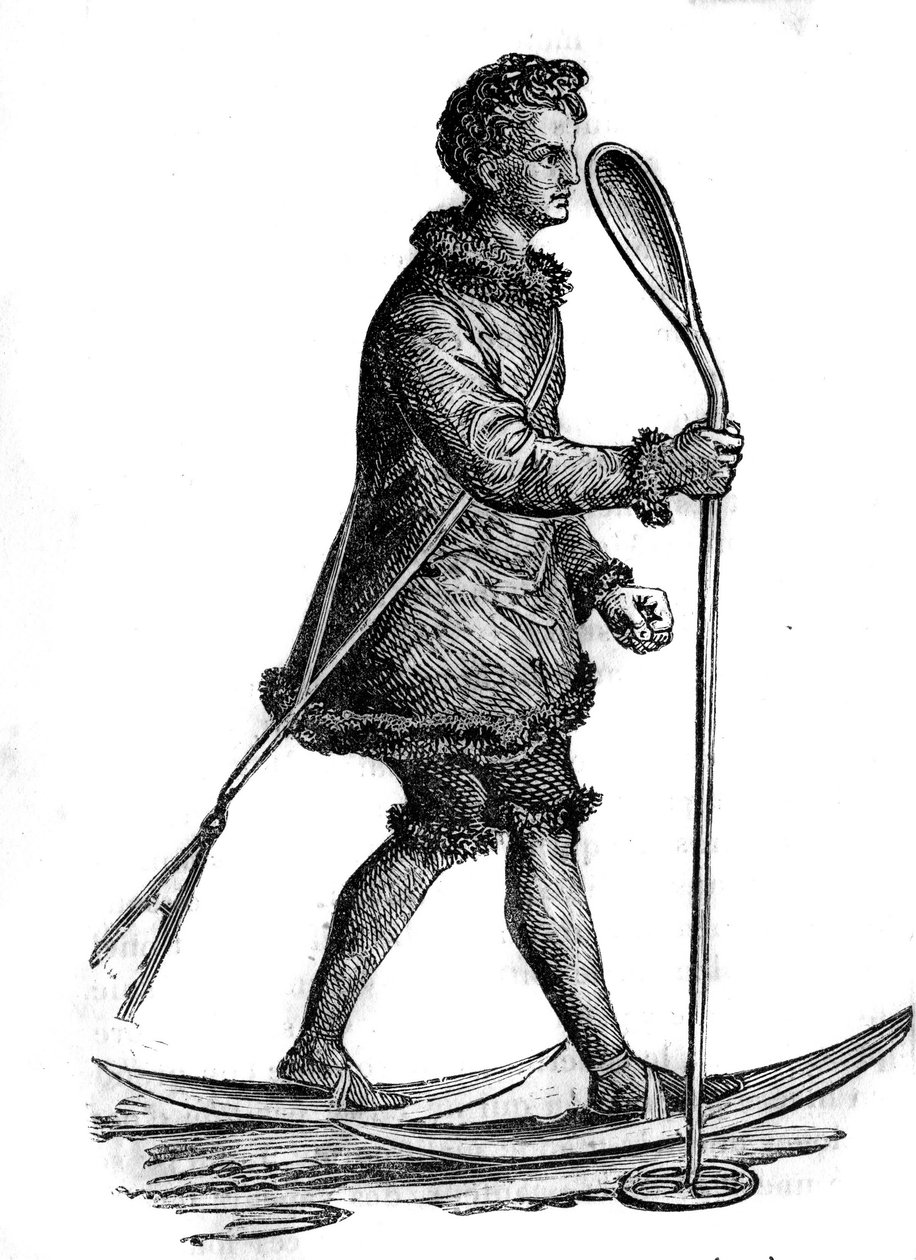 Man in traditionele Khanty-kleding (Khante of Ostiak) op jacht naar hermelijn. De Khanty zijn een Fins-Oegrisch volk dat in West-Siberië leeft door Unknown artist