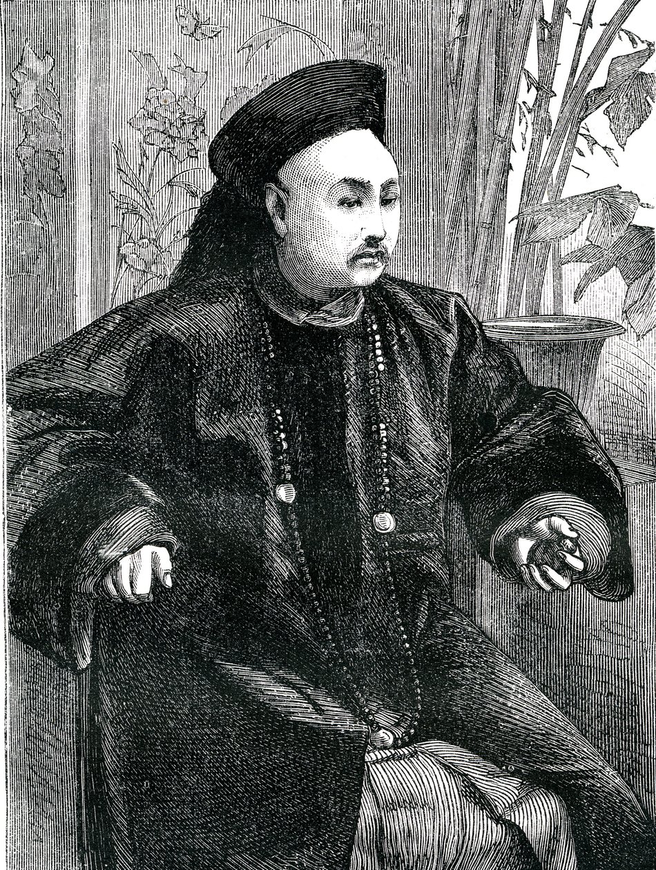 Mandarijn Tchung Hao (Chung How), Gravure 1868 door Unknown artist