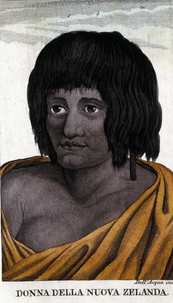 Maori vrouw uit Nieuw-Zeeland. Gravure uit het begin van de 19e eeuw. door Unknown artist