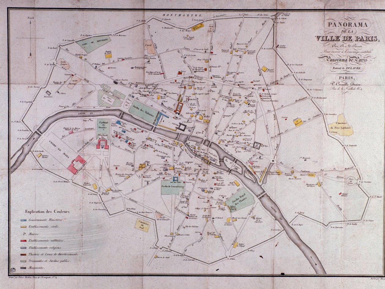 Kaart van de stad Parijs in 1840. door Unknown artist