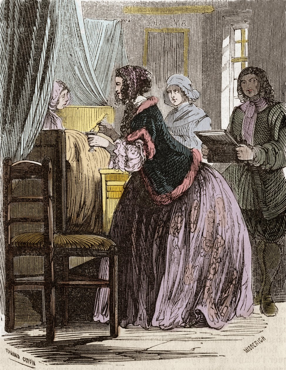 Markiezin de Brinvilliers vergiftigt de patiënten van het Hotel Dieu in Parijs door Unknown artist