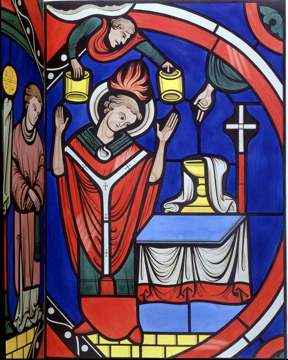 Mass. College gelijkenis van een glas-in-loodraam uit de kathedraal van Le Mans. 19e-eeuwse tracering door Unknown artist