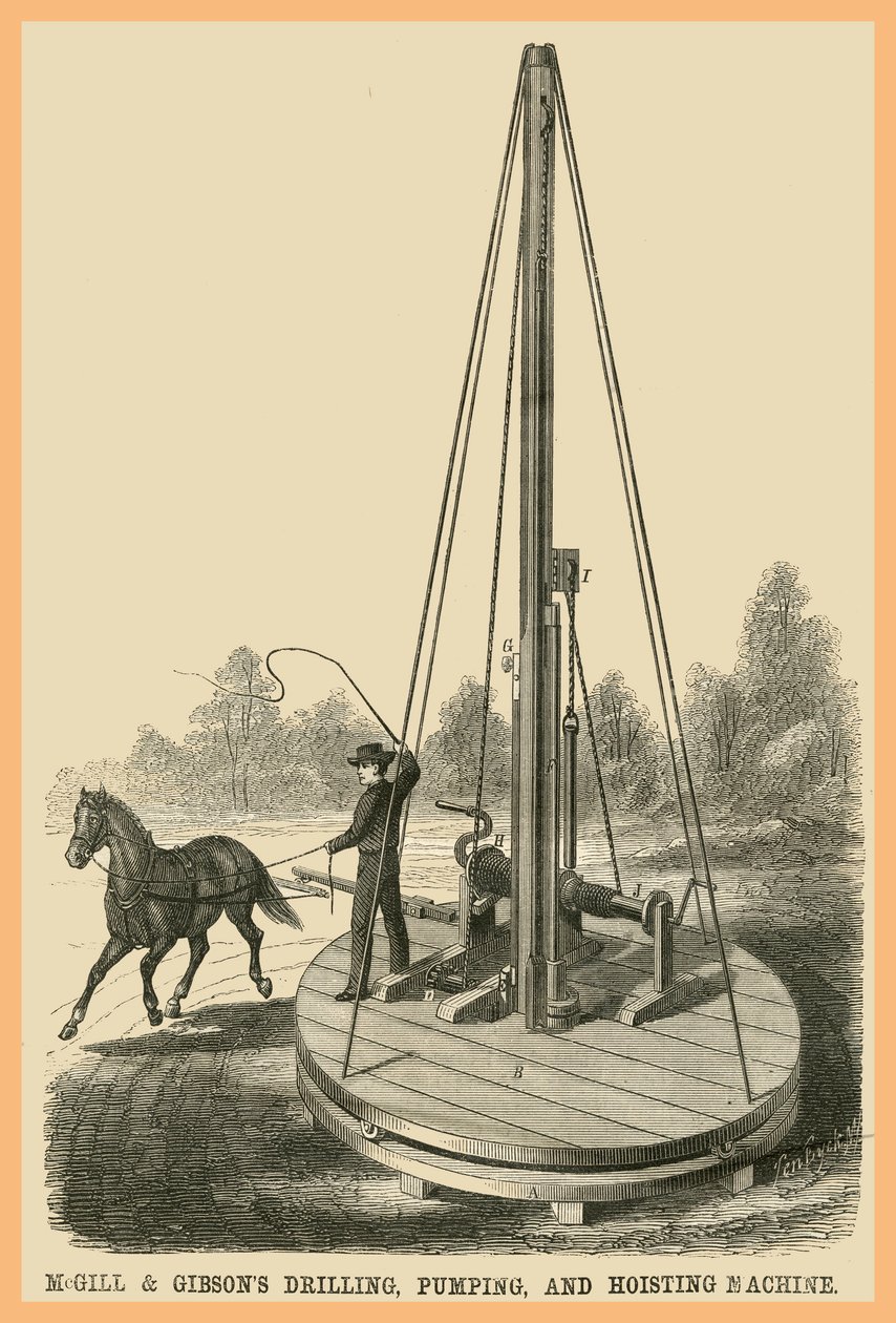 McGill - Gibsons Boren, pompen - hijsmachine door Unknown Artist