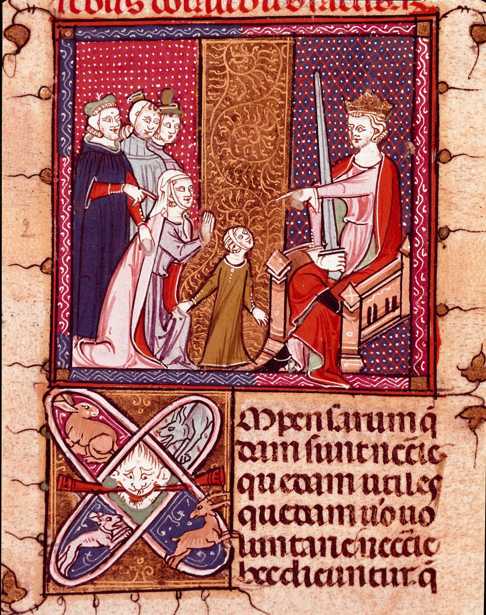 Moeder en kind verschijnen voor een koning, vertegenwoordiger van Justitie door Unknown artist
