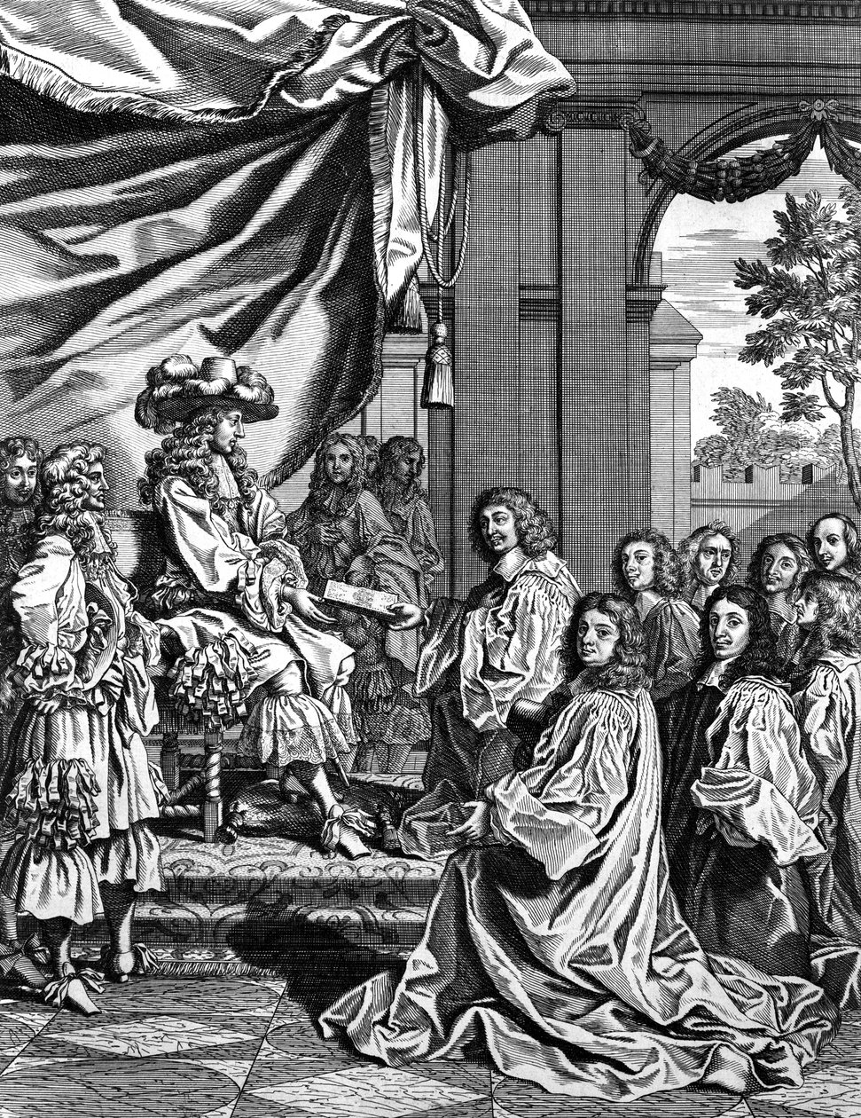 Gemeentelijke magistraten presenteren aan de Franse koning Lodewijk XIV beschrijving van zijn intrede in Parijs door Unknown artist