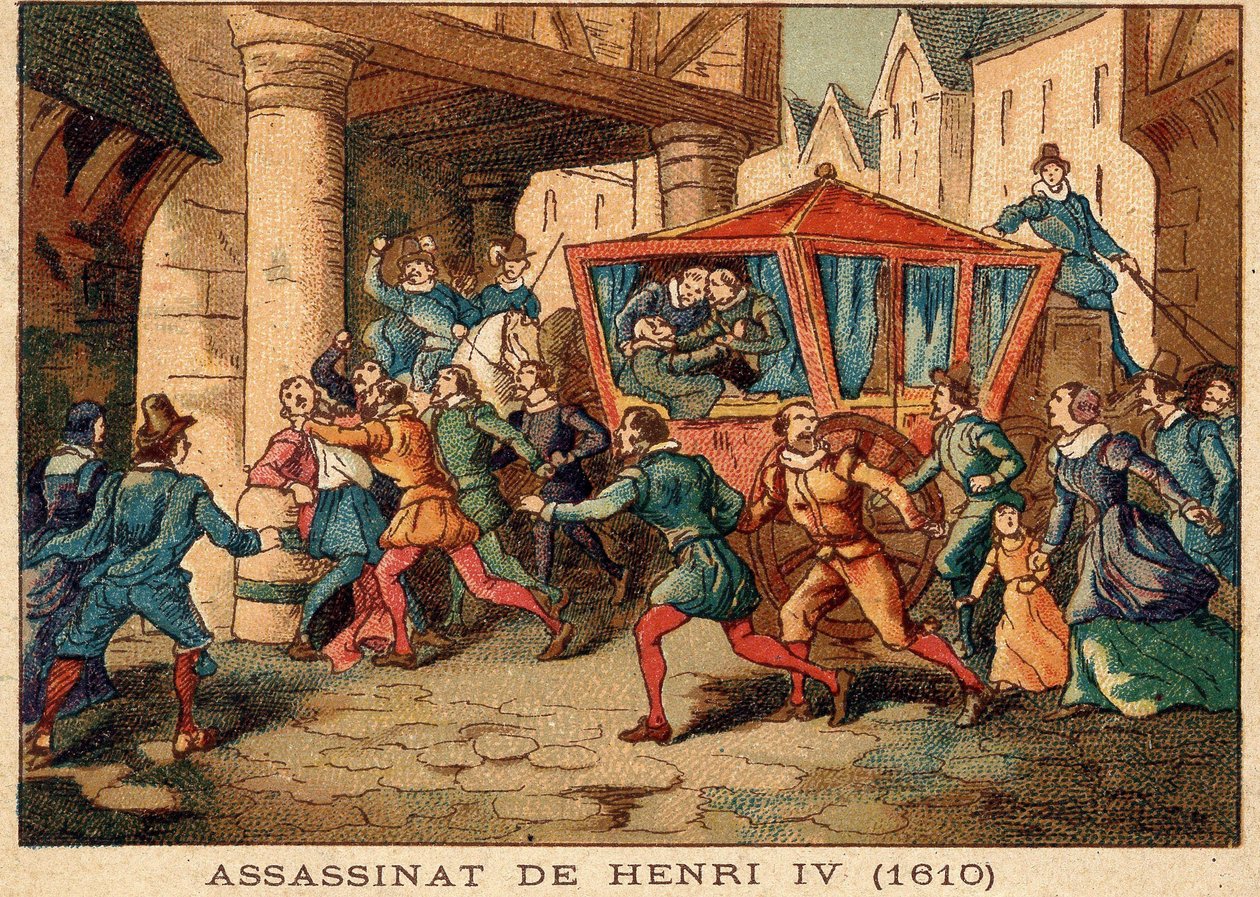 Moord op Hendrik IV en arrestatie van Ravaillac op 14 mei 1610. door Unknown artist